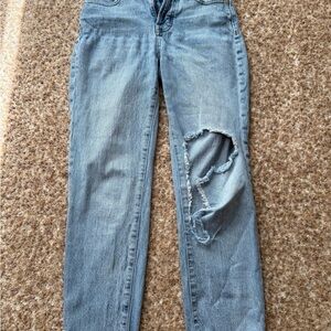 Madewell Light Blue Cropped Jeans with Distressing